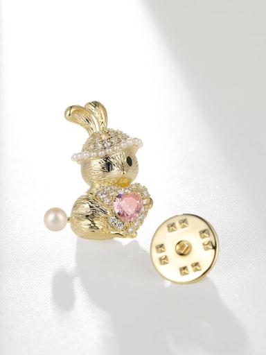 Pink Fresh Water Rabbit Treasure Brass Freshwater Pearl Rabbit Dainty Cuff Link