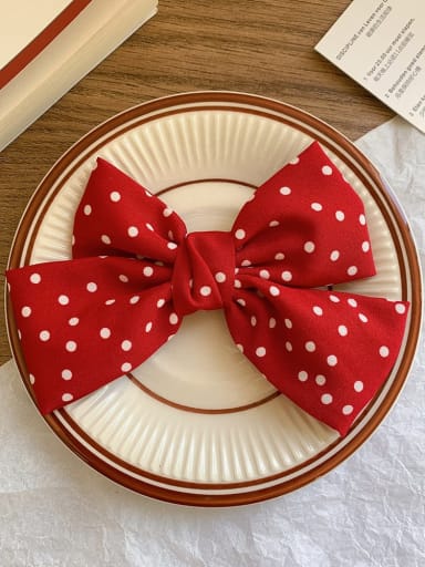 1 Red Dot Bow Canvas Trend Bowknot Zinc Alloy Hair Barrette