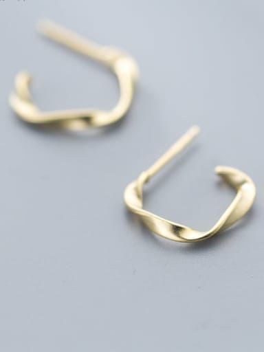 925 Sterling Silver Gold Irregular Classic Hoop Earring