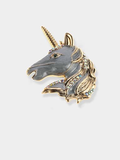 Alloy Rhinestone Enamel Horse Vintage Unicorn Brooch