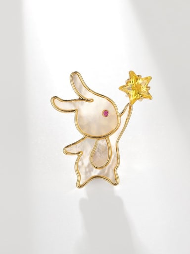 custom Brass Cubic Zirconia Rabbit Cute Brooch