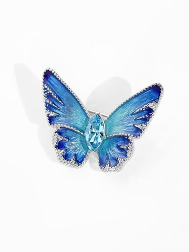 T025 2 160 large blue Alloy Enamel Butterfly Trend Brooch