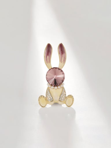 Brass Austrian Crystal Rabbit Cute Brooch