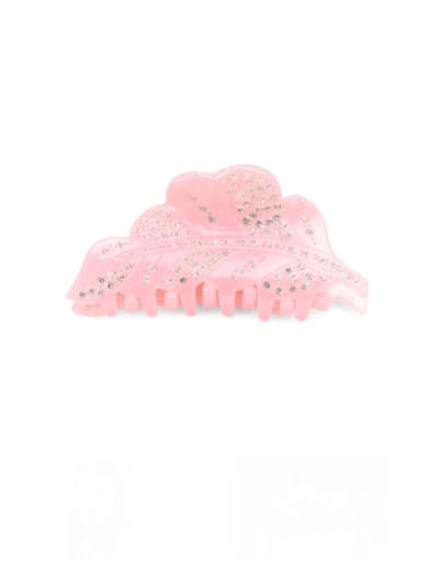 Pink Acrylic Minimalist Leaf Alloy Rhinestone Jaw Hair Claw