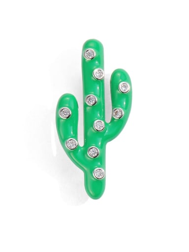 custom Brass Enamel Cactus Trend Brooch