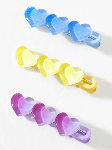 Cute Acrylic Candy Color Gradient Heart Hair Clip/Multi-Color Optional