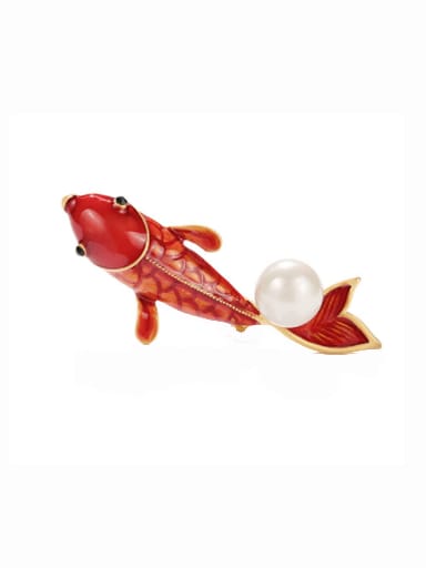 custom Alloy Enamel  Trend  carp playing with beads Brooch