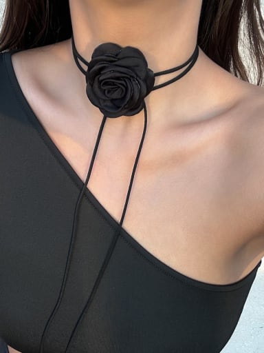 Style 2 Black 5572 Velvet Flower Minimalist Choker Necklace