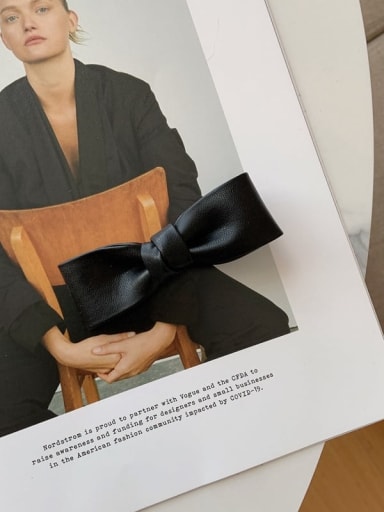 black Vintage Artificial Leather bow tie Hair Barrette/Multi-Color Optional
