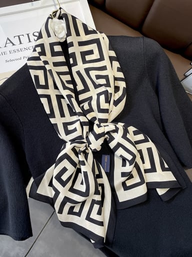 100% Silk Classic Letter Geometry 145*35cm Square Scarf