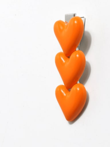 Orange Love Plastic Cute Heart Alloy Hair Barrette