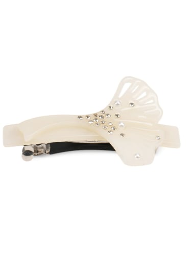 Off white Cellulose Acetate Trend Leaf Alloy Hair Barrette