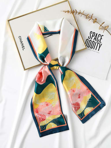 Women Spring Polyester Floral 14*145cm Rectangle Scarf