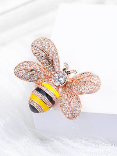 custom Brass Cubic Zirconia Bee Cute Brooch