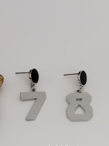 Copper Alloy Gold Number Trend Trend Korean Fashion Earring