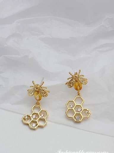 Copper Alloy Zircon Gold Heart Trend Trend Korean Fashion Earring