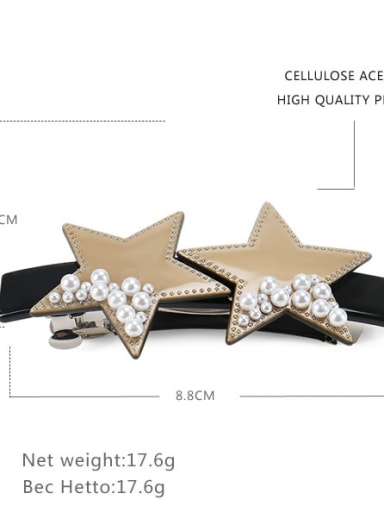 Light brown Cellulose Acetate Dainty Star Imitation Pearl Hair Barrette