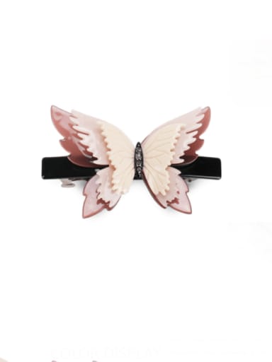 Wine red rice white Cellulose Acetate Minimalist Butterfly Alloy Rhinestone Hair Barrette