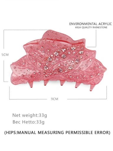 Pink Acrylic Minimalist Leaf Alloy Rhinestone Multi Color Jaw Hair Claw