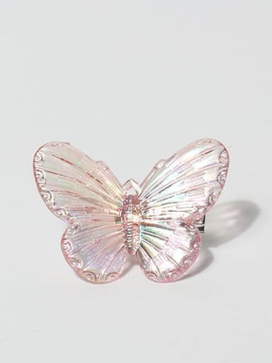 Pink transparent butterfly 30x40mm Plastic Cute Butterfly Hair Barrette/Multi-color optional