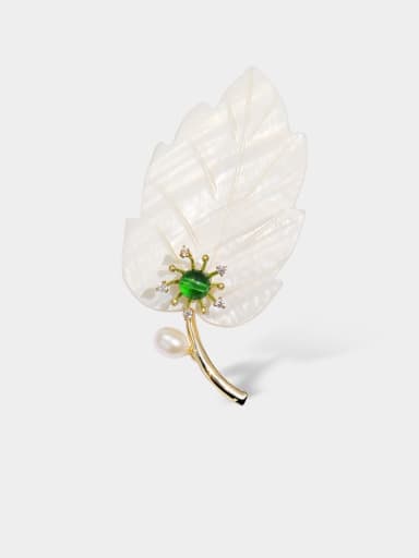 custom Brass Shell Leaf Minimalist Brooch