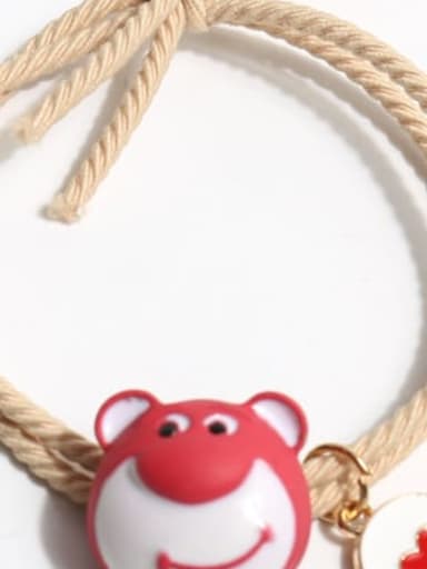 Apricot Strawberry Bear Hair Ring Elastic rope Cute Animal Hair Rope