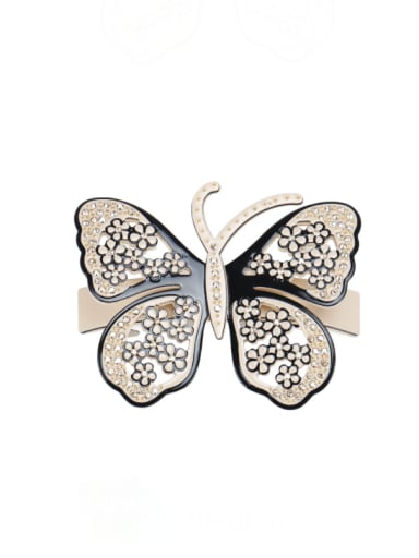 Wide clip Alloy  Acrylic Minimalist Butterfly Rhinestone Hair Barrette