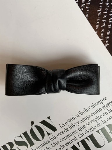 black Trend Artificial Leather double bow Hair Barrette/Multi-Color Optional
