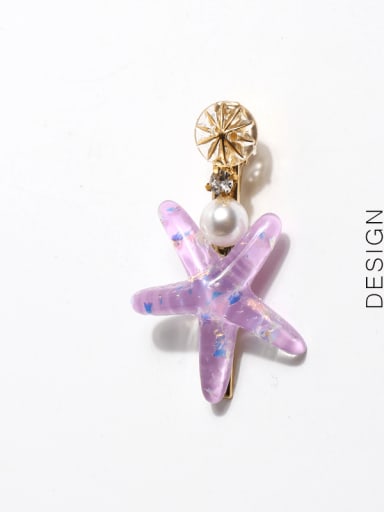 Purple Starfish Shell Plastic Cute Pentagram Alloy Hair Barrette