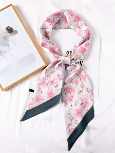 Women Spring Polyester Floral 150*14cm Rectangle Scarf