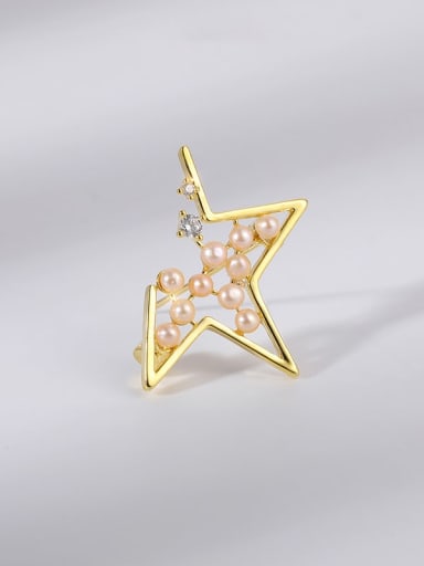 custom Brass Imitation Pearl Five-Pointed Star Trend Brooch