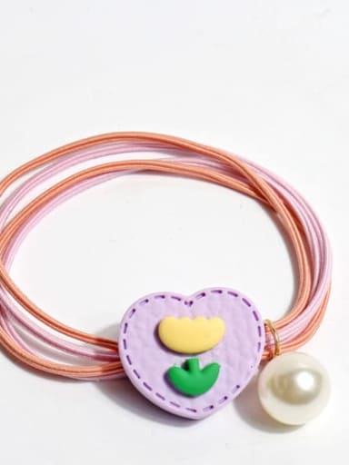 Purple Love Flower Hair Ring Artificial Leather Cute Heart Hair Rope