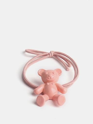 Pink Cute fluorescent color bear Hair Rope