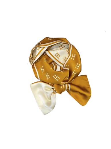 custom Satin simple temperament double-sided two-color H-section double-layer 145*13cm small neck scarf silk scarf