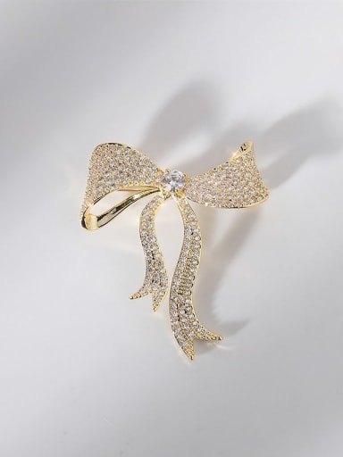 custom Brass Cubic Zirconia Bowknot Luxury Brooch