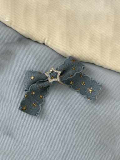 Light denim starry bow Alloy  Minimalist Cowboy Bowknot Hair Barrette