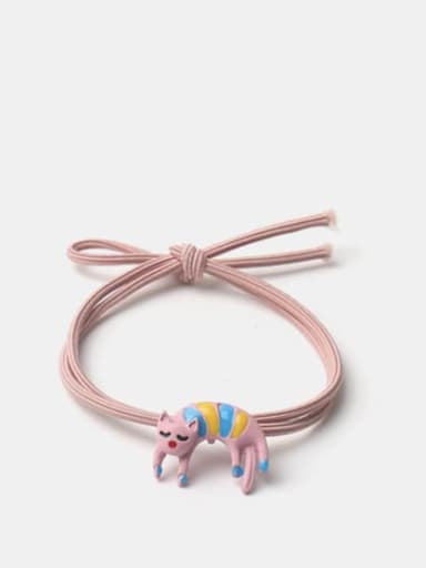 Alloy Enamel Cute Pink Curved Kitten Hair Rope