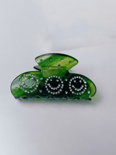 4 Green Cellulose Acetate Trend Smiley Alloy Jaw Hair Claw