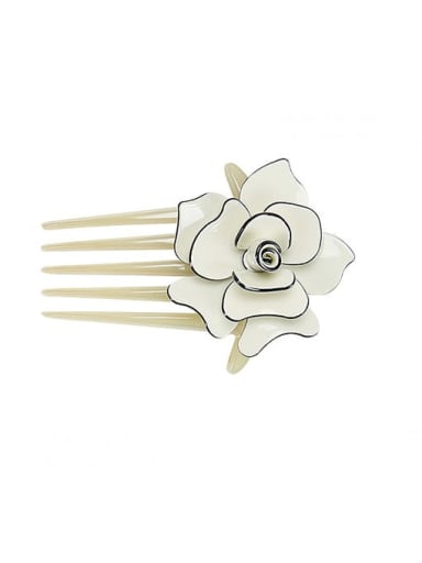 Off white Alloy Acrylic Minimalist Flower Multi Color Hair Comb