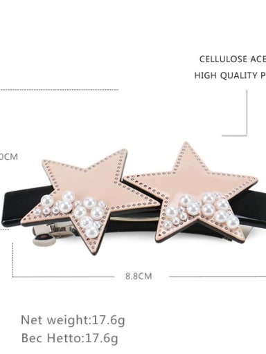 Nude color Cellulose Acetate Dainty Star Imitation Pearl Hair Barrette