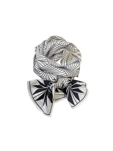 custom Women Fall 100% Silk feather Geometric 145*35cm Scarves