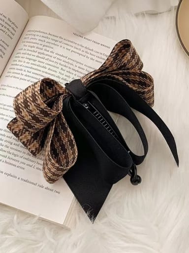 Fabric Vintage Multilayer houndstooth preppy bow Hair Barrette