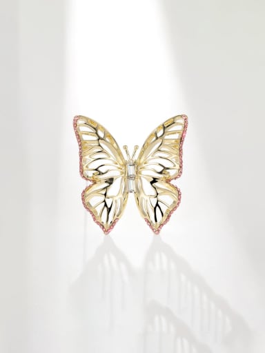 custom Brass Rhinestone Butterfly Dainty Brooch