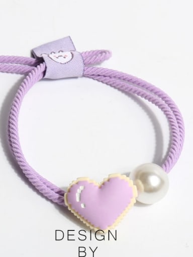 Purple Love Pearl Hair Ring Elastic rope Cute Heart Hair Rope