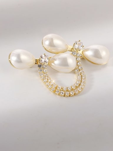 custom Brass Imitation Pearl Bowknot Dainty Brooch