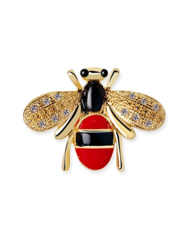 custom Brass Cubic Zirconia Enamel Bee Cute Brooch