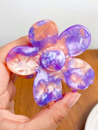 Fantasy Purple 6.8cm Cellulose Acetate Trend Flower Alloy Multi Color Jaw Hair Claw