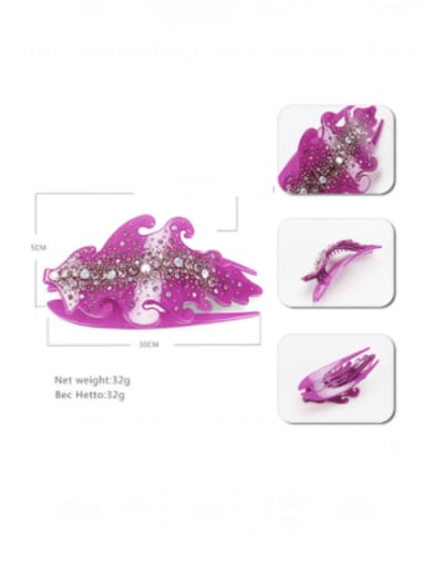 purple Acrylic Minimalist Leaf Rhinestone Multi Color Jaw Hair Claw