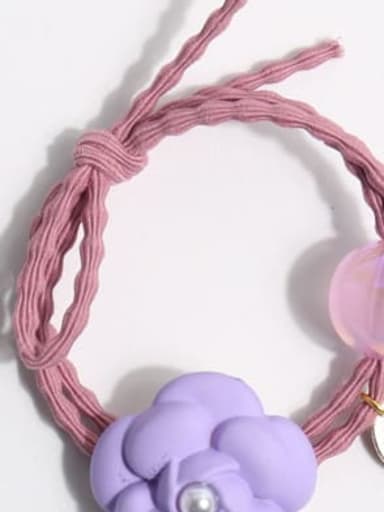 Purple camellia flower 5.5x5.5cm Plastic Cute Flower Imitation Pearl Hair Rope