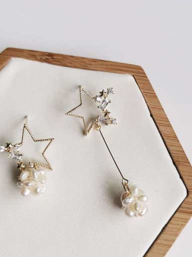 Copper Alloy Freshwater Pearl Gold Star Trend Trend Korean Fashion Earring